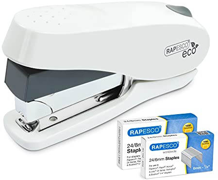 Rapesco 1467 Germ-Savvy Antibakterieller ECO Luna Less Effort Heftgerät, 2000 Heftklammern, 50 Blatt Kapazität, Weiß
