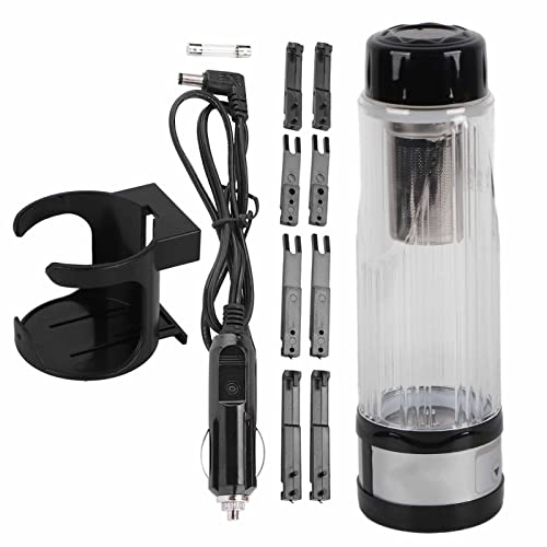 TOPINCN Bouilloire électrique Voiture Tasse Thé de Voyage Chauffage l'eau Porte-Bouteille pour Nouilles Instantanées Café Au Lait 12V / 24V 95W 420ml(Noir)