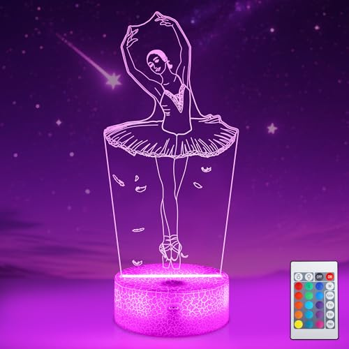 Ballett-Tanzgeschenke, 3D-Illusionslampe Kinder-Nachtlicht mit Fernbedienung 16 Farben Wechselnde Geschenke für Mutter, Geburtstag, Hochzeit, Großmutter, Valen, Abschlussfeier, Freund