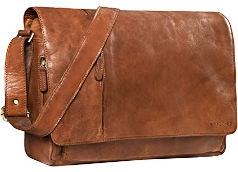 STILORD Elias Echtleder Umhängetasche 15.6 Zoll - der verbesserte Klassiker - Vintage Lifestyle 2.0 Farbe:maraska - braun