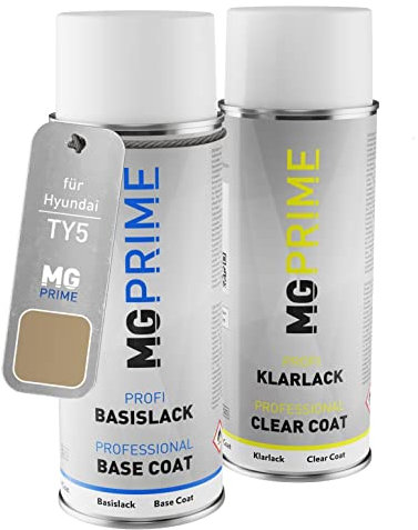 MG PRIME Autolack Sprühdosen Set für Hyundai TY5 Milk Tea Pearl Metallic Basislack Klarlack Spraydose 400ml