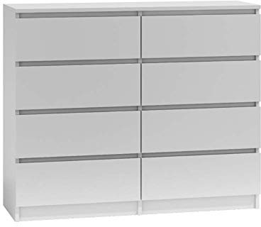 WHATSIZE ENTERPRISE Large Chest of Drawers for Bedroom, 8 Drawer White Dresser with Contemporary Design, Wide Tall Storage Cabinet for Clothes, Bedroom Furniture, Easy Assembly