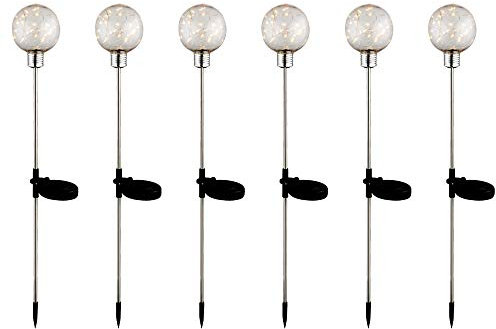 etc-shop 6er Set LED Kugel Steck Lampen SOLAR Deko Außen Beleuchtung Garten Hof Weg Erdspieß Leuchten