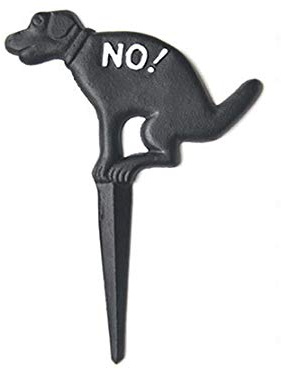 Kraeoke Steckschild, antik-schwarz Verbotsschild für Hunde No Hund Design aus Gusseisen für Blumentopf