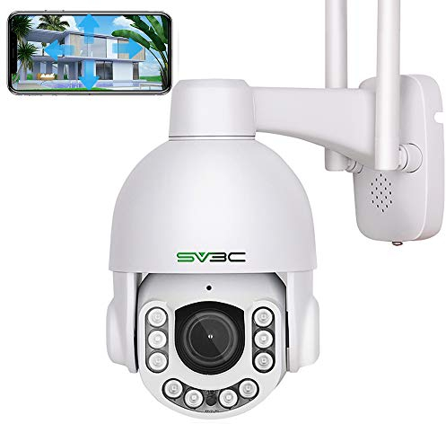 SV3C 5MP WiFi Outdoor Security Camera, Waterproof PTZ IP Camera, Pan/Tilt / 5x Optical Zoom, Two Way Audio, Night Vision, FTP, H.265, Wireless Home Surveillance Camera with External SD Card Slot