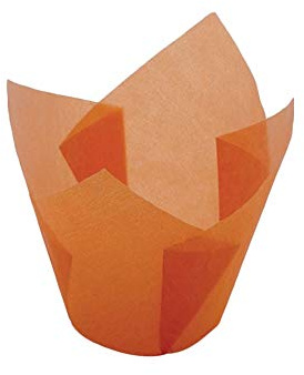 MAQA 250 pezzi Pirottini cupcake tulipano, pirottini muffin carta da forno per dolci e cioccolatini marrone 50x80 mm