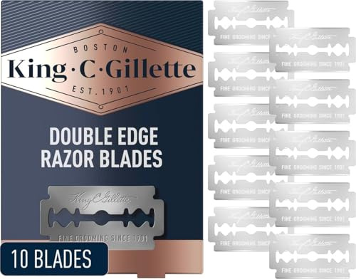 King C. Gillette Doppelseitige Rasierklingen, 10 Stück, Edelstahl platinbeschichtete Klingen