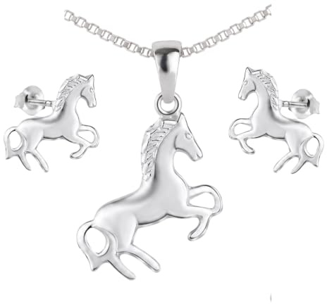FIVE-D Anhänge Kette Ohrringe Pferd 925 Silber (Pferd-Kette38-36) Kinderohrringe St