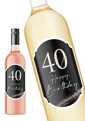 JoliCoon 40 Happy Birthday - Etichetta per bottiglie - Regalo 40 anni - 40 anni di compleanno