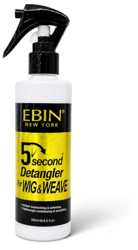EBIN NEW YORK 5 Second Detangler Wig and Weave | Conditioning Detangling Spray for Human and Synthetic Hair | Tangle-Free Lightweight Shine and Moisture | Vegan and Cruelty-Free | 250 ml