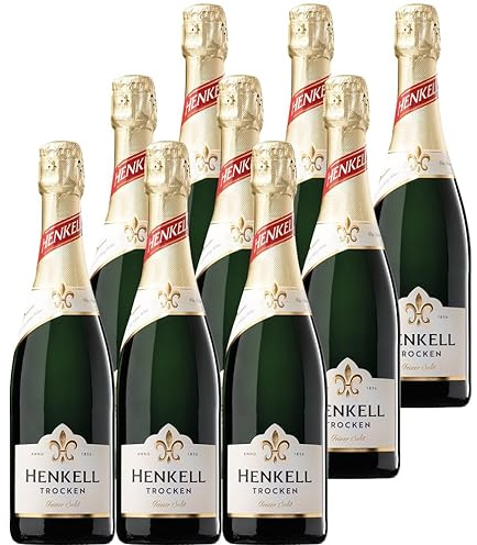 Henkell Trocken Deutscher Premium Sekt (9x0,75l) Trockener Schaumwein aus vier erlesenen Grundweinen - darunter Chardonnay - Feinperlig, fruchtig frisch, vegan