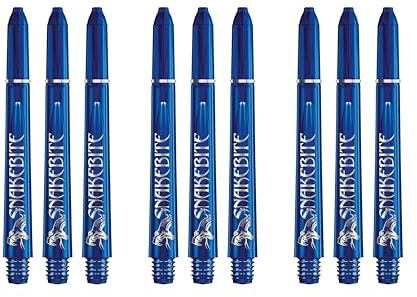 RED DRAGON Peter Wright Snakebite Signature Series Stiele, mittelgroß, Blau, 3 Sets pro Packung (9 Schäfte insgesamt)