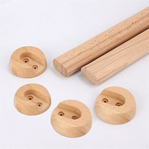 Melairya Kleiderstange aus Holz, 2 Sets Wandmontage-Hängestange für Kleiderschränke, Kleiderstange, Kleiderstange mit Sockel-Set für Kleiderschränke (Color : Crude Wood, Size : 120cm)