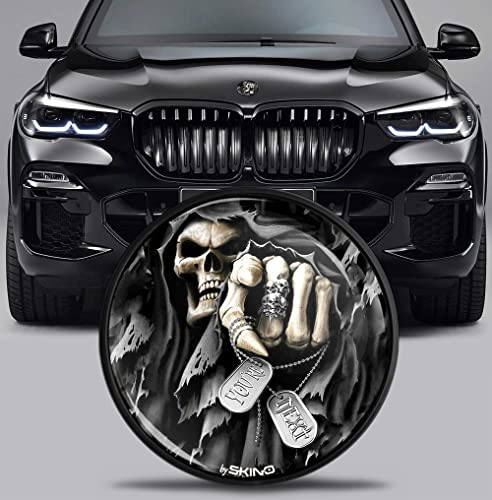 SkinoEu Tuning Emblem für Fronthaube und Kofferraum 82 mm Kompatibel mit BMW Emblem 51767288752 Schädel Schwarz EX 14