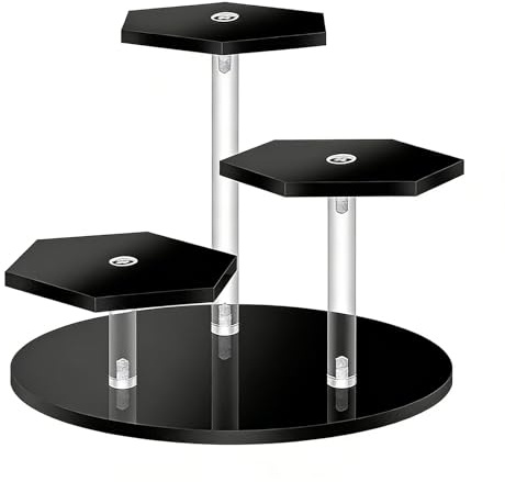 Floatdream Schwarz Display-Plattform aus Acryl, schwarz Handgefertigter Ausstellungsständer, Parfüm Ständer Acryl Display, Drei Positionen zur Darstellung von Puppen und Schmuck