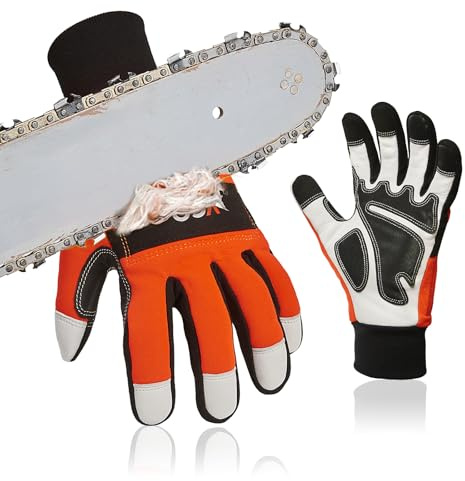 Vgo... 1paire de gants pour tronçonneuse,12 couches de protection pour tronçonneuse,sécurité des gants de travail en cuir de chèvre,gants de mécanicien(GA9767CS)