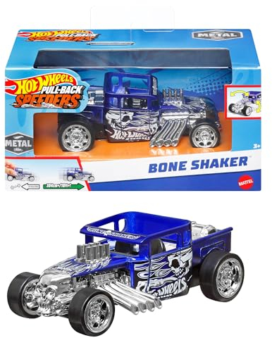 Hot Wheels Pull-Back Speeders Coche de juguete a escala 1:43, tira hacia atrás del coche y suelta, alto rendimiento, coleccionable, Para niños y niñas + 3 años, Los modelos pueden variar, HPR70