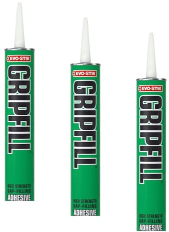 EVO-STIK GRIPFILL Gap Filling Adhesive, Bonds almost any surface, Colour: Buff, 350ml (Pack of 3)