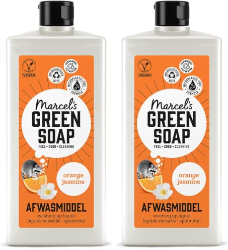 Marcel's Green Soap - Spülmittel Orange & Jasmin - Geschirrspülmittel - 100% Umweltfreundlich - 100% Vegan - 97% Biologisch abbaubar - 500 ml (Packung mit 2)