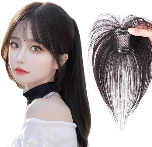 MEECHI Pony-Haaraufsätze for Frauen Mit Dünner Werdendem Haar 100% Echte Echthaarteile Clip-in-Haartoupet Mit Seidenbasis 22 cm Schwarze Haarverlängerungen Top-Perücke for Den Täglichen Gebrauch