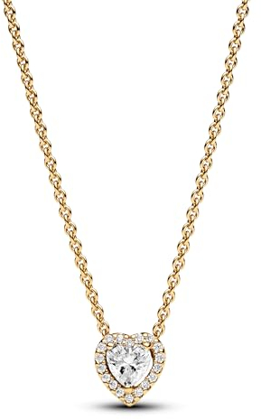 Pandora Timeless Heart 14k gold-plated collier with clear cubic zirconia
