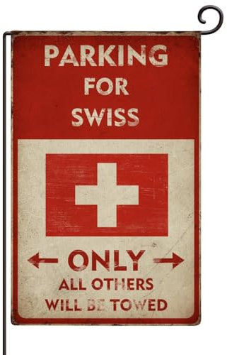 Drapeau de jardin suisse uniquement - 30,5 x 45,7 cm - Vertical - Double face - Rétro - Drapeau international - Drapeau de cour - Drapeau de cour - Amérique - Hispanique - Drapeaux d'Afrique -