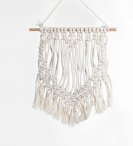 Daesar Makramee Wandbehang, Wandteppich Boho Nordisch Herz Fotomappe Wandbehang 30x33 Baumwolle Beige, Wandteppiche Wanddeko für Heim Wohnung Party