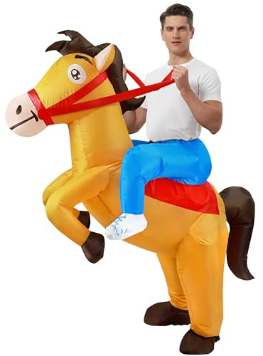 Amlisia Aufblasbares Pferdekostüm, Ride On Pferd Aufblasbares Kostüm Cowboy Luft aufblasen Lustige Reitpferd Kostüme für Männer Frauen Karneval Cosplay Party