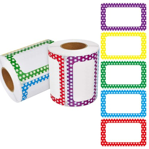 150Pcs Name Tag Labels Stickers Roll,Colorful Star Gift Tags Stickers Birthday Name Gift Labels Sticker for Presents,Birthday Tag Sticker Self Adhesive Baby Shower Boxes Cards Kids Party Favor