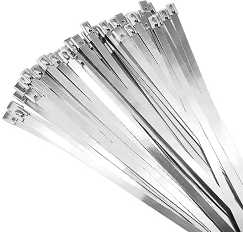 Parthan 100 Stück Edelstahl Kabelbinder, 300x4.6mm Selbstverriegelnde Praktische Metallkabelbinder, Metall Kabelbinder für Bündeln von Drähten, Befestigen von Auspuffrohren und zur Gartenpflege