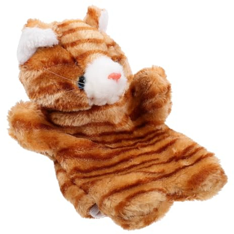 ERINGOGO Handpuppe Kätzchen Tierische Handpuppe Cartoon-Marionette Rollenspiel Handpuppe Weiche Handpuppe Leistungsstütze Handpuppe Aus Stoff Mit Tiermotiv Khaki Plüsch