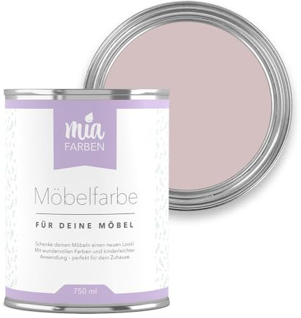 miafarben Möbelfarbe für Holz 750ml, Kreidefarbe, Möbellack ohne schleifen, Kreidelack (Blasses Rosengrau)
