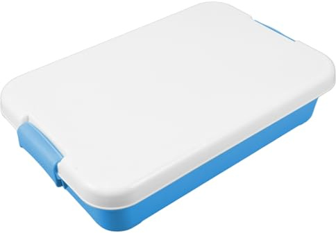 Vaguelly Sand Tray with Lid Portable Sensory Bin Plastic Stackable Play Tray Sandbox Storage Box for Indoor Outdoor Sensory Activities Sky-blue