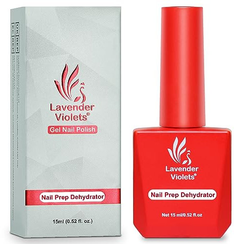 Lavender Violets Gel Nail Prep Dehydrator and Primer - 15ml Nail Bond Set for Gel Polish Air Dry Superior Bonding Primer for Acrylic Powder Supplies Set Salon-Quality Long-Lasting Manicures A107A108