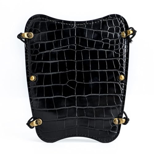 Archery Arm Guard, Crocodile Pattern Leather Forearm Protection with Elastic Ropes for Men Women Shooting Hunting