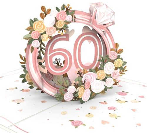 papercrush® Pop Up kort diamantbröllop – 3D gratulationskort för diamantbröllop, presentkort för 60-årsdagen Bröllopsdag (kvinnor och män), pengapresentförpackning, inbjudningskort för