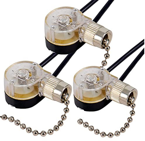Qusedwey Lot de 3 Interrupteurs de Ventilateur de Plafond ZE-109 Interrupteur de Ventilateur de Plafond Remplacement de L'Interrupteur de ChaîNe de Traction ()