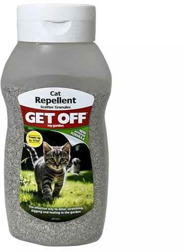 GET OFF Cat Repellent Granules Natural Aromatic Oil Formula for Gardens, Lawns & Outdoor Areas Deters Scratching, Digging & Fouling Clear - 1 Pack (600g)