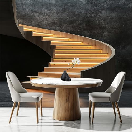 Papel pintado de escaleras, Panorámico de papel pintado escaleras de caracol vista, mural decorativo para sala de estar, dormitorio, decoración de pared, 450 x 315 cm drt&-113