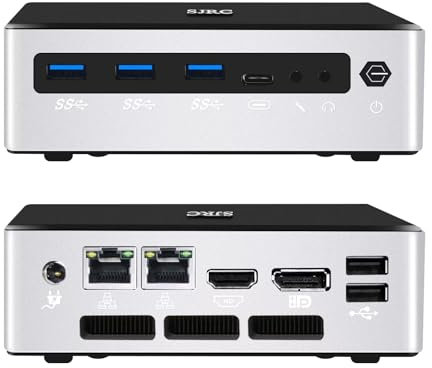 SJRC Mini Gaming PC Win 11 Pro, 12th Gen Core i7 1260P with Iris Xe Graphics Micro Ordenador Sobremesa, DDR5 16 GB RAM 512 GB NVME SSD Oficina PC, 4K Triple Display, WiFi6 BT5.2 Type-C