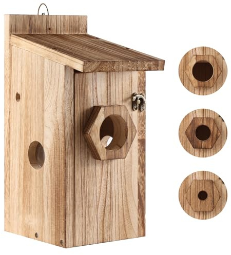 Vogelhaus Bausatz, Nistkasten für Vögel für Draußen Wetterfest, Vogelhaus zum Aufhängen, Nesträubersicherer, Vogelhäuschen Selber Bauen für Meise, Spatzen, Blaumeisen, Nistkasten für Garten, Balkon, E