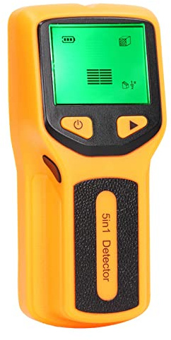 Gonetre Stift Finder Wandscanner 5 in 1 HD LCD -Display Genauer Detektor für Holz AC Draht Metallrohre Professionelle Heimat Verwenden Sie ABS -Material 152x62x28mm (Gelb)