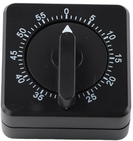 Minuteur de cuisine mécanique avec compte à rebours 1 heure avec marques de minutes claires et alarme sonore sonore pour la cuisine, la pâtisserie, l'étude et le sport