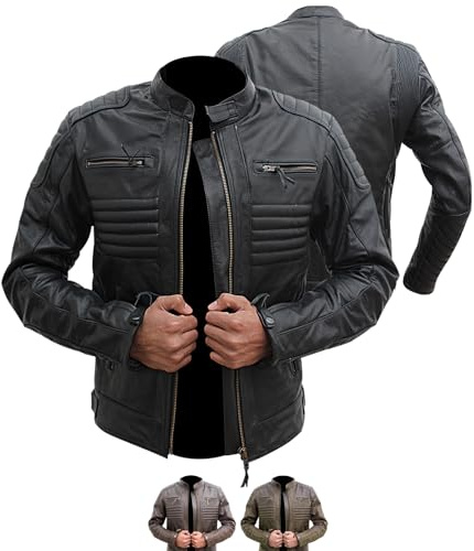 Dimex Motorcycle Leather Jacket – Genuine Black Cowhide Biker Jacket for Men with CE Approved Armour – Motorbike Riding Gear – Classic Cruiser Style (UK, Alpha, M, Regular, Regular, Black)