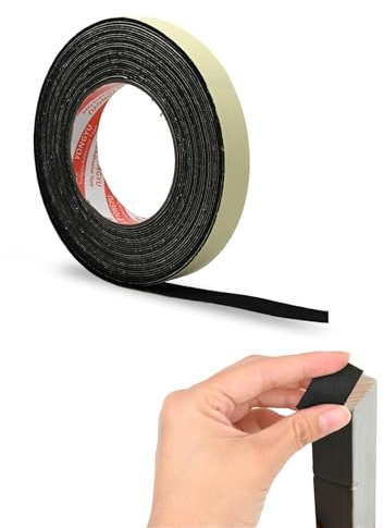 5 m feltro autoadesivo, 20 mm (L) x 3 mm (E), feltri autoadesivi, feltro, guarnizione in nastro di tenuta, nastro di feltro adesivo per finestre e porte, sedie, mobili, nero