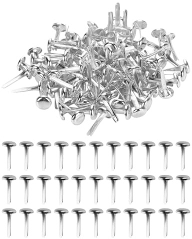 WINXMIN 100 Stück Mini Brads Musterbeutelklammern Musterklammern Metall Rundkopfklammern Scrapbooking Brads Musterklammern Für Schule Büro Papier Briefklammern Basteln Handwerk DIY (Silber)