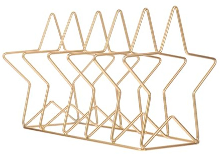 POPETPOP Metall Bücherregal Sternförmig aus Eisen Schreibtisch Organizer in Gold Kompakte Buchablage für Büro und Zuhause Zeitschriftenhalter und Dokumentenablage