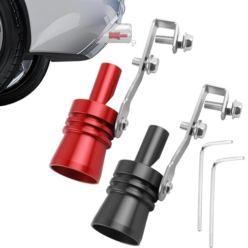 Omnikryp 2 Piezas Silbato Turbo para Tubo de Escape, Turbo Silbato | Amplificador de Sonido de Escapepara Automóviles en todos los Modelos (S, Negro, Rojo)