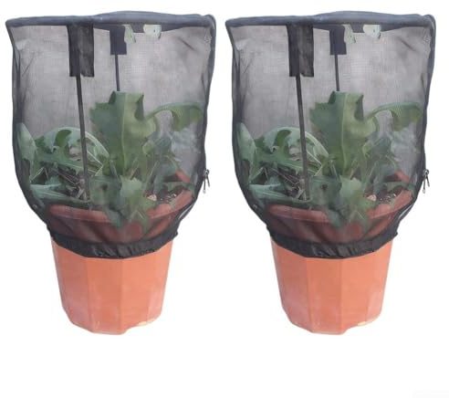 Red de jardín al aire libre con cremallera para asegurar tomates, frutas, verduras, árboles y arbustos de arándanos contra amenazas ambientales (2 piezas pequeñas)