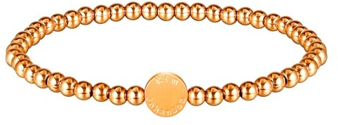 Kim Johanson® Edelstahl Damen Beads Armband in Roségold | Perlenarmband mit 4mm Kugeln | Wasserfest | Boho Schmuck | Elastisches Kugelarmband | Handgemacht | Multi Layer Armkette | Inkl. Schmuckbox